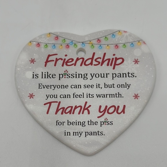 Funny Friendship Ornament – Holiday Gift – Heart-Shaped Double Sided - Picture 1 of 4